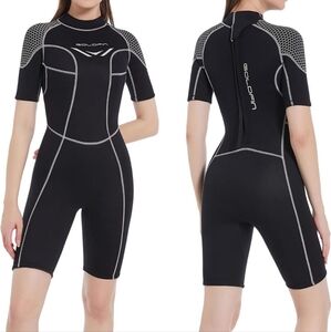 Goldfin Women's Shorty Wetsuit, 3mm Neoprene - black